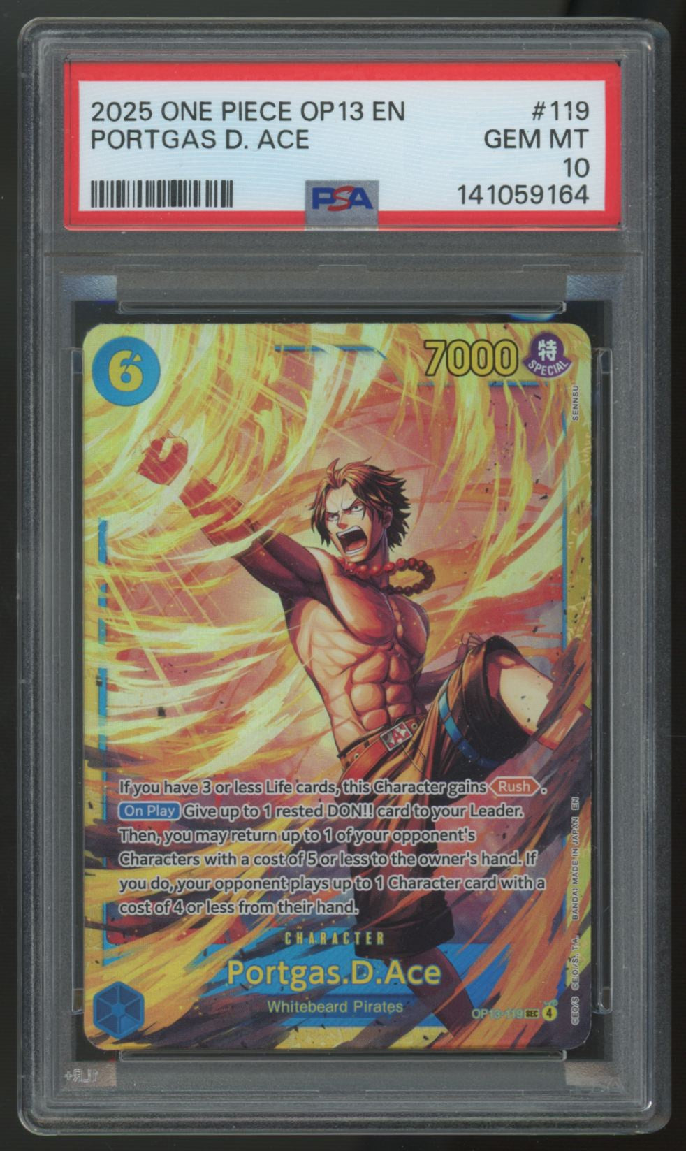 2025 One Piece Portgas D. Ace OP13 Secret #119 PSA 10