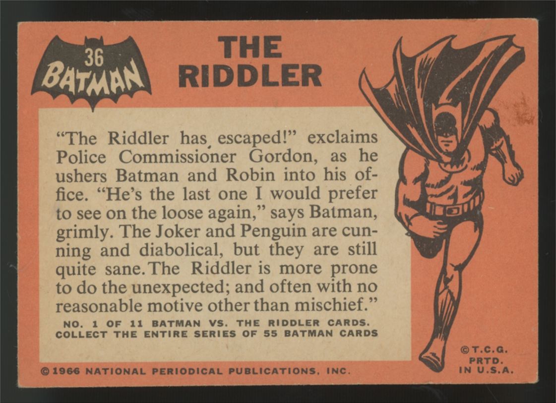 1966 Topps Batman The Riddler #36 G/VG