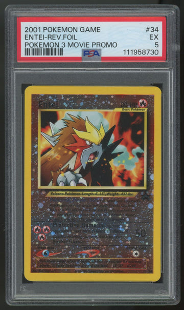 2001 Pokemon Entei Movie Promo Reverse Holo #34 PSA 5