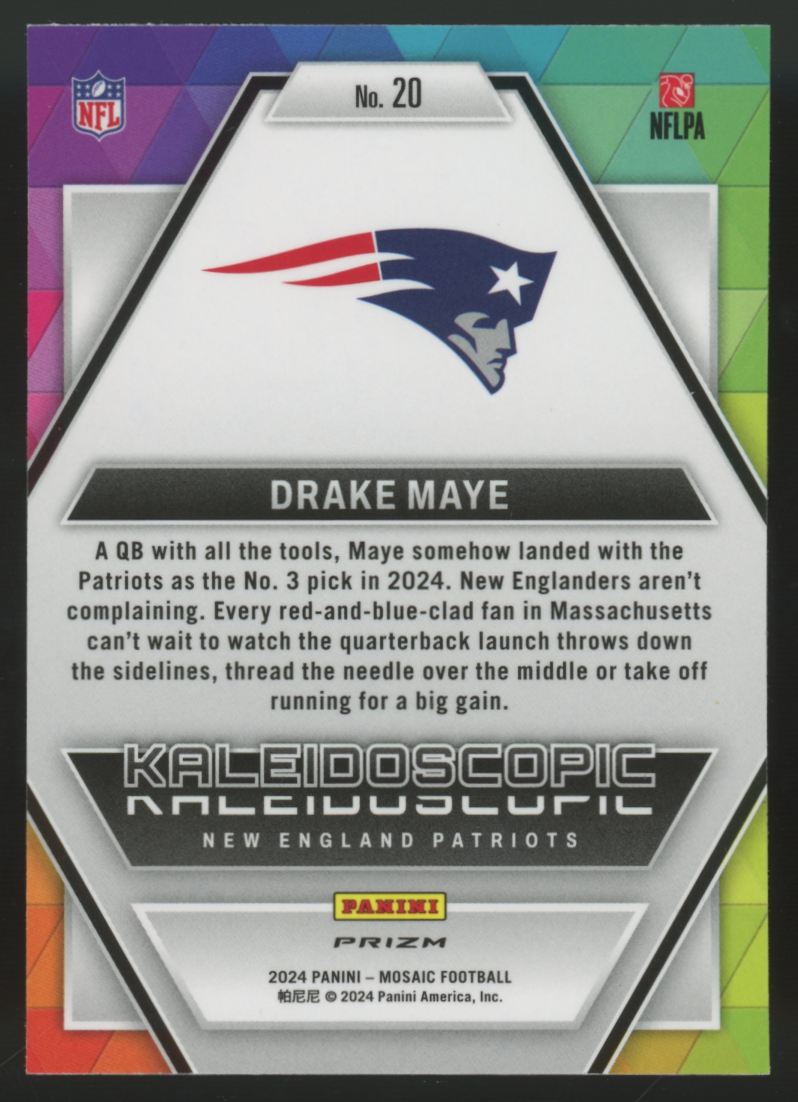 2024 Panini Mosaic Drake Maye RC Kaleidoscopic Prizm SSP #20
