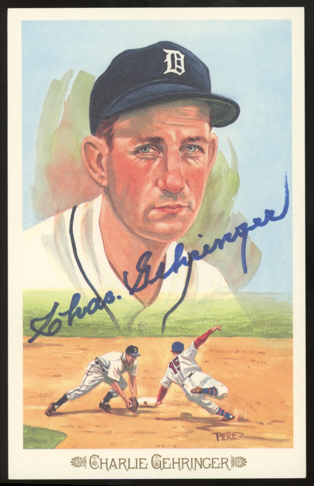 1989 Perez Steele Charlie Gehringer Signed Auto Post Card /10000 JSA Authentic