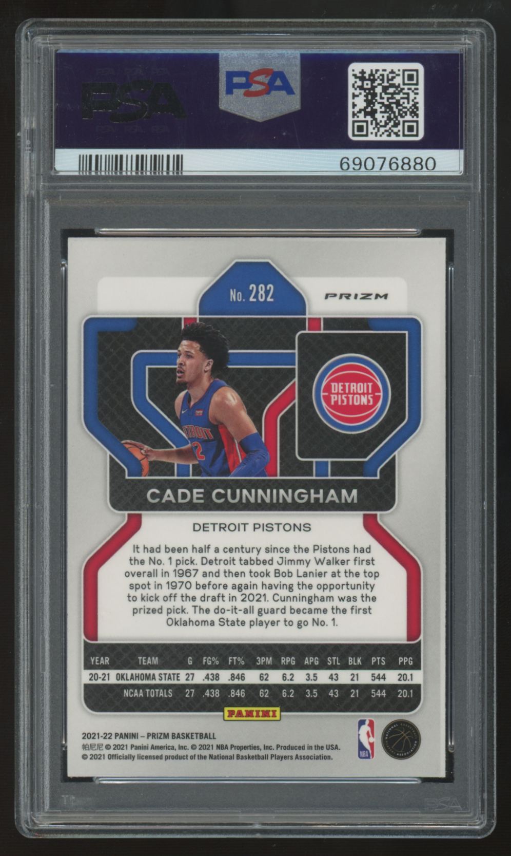 2021-22 Panini Prizm Cade Cunningham RC Red/White & Blue #282 PSA 9