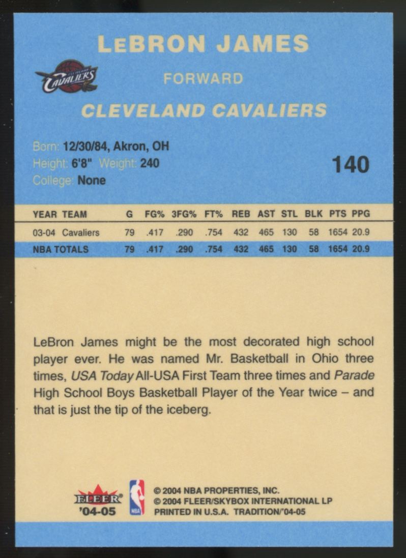 2004-05 Fleer Tradition LeBron James Blue #140