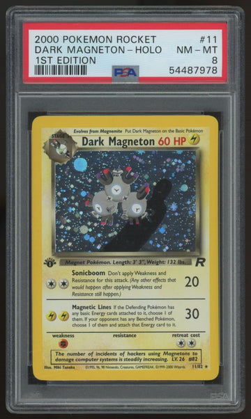 2000 Pokemon Dark Magneton Team Rocket 1st Edition Holo #11 PSA 8