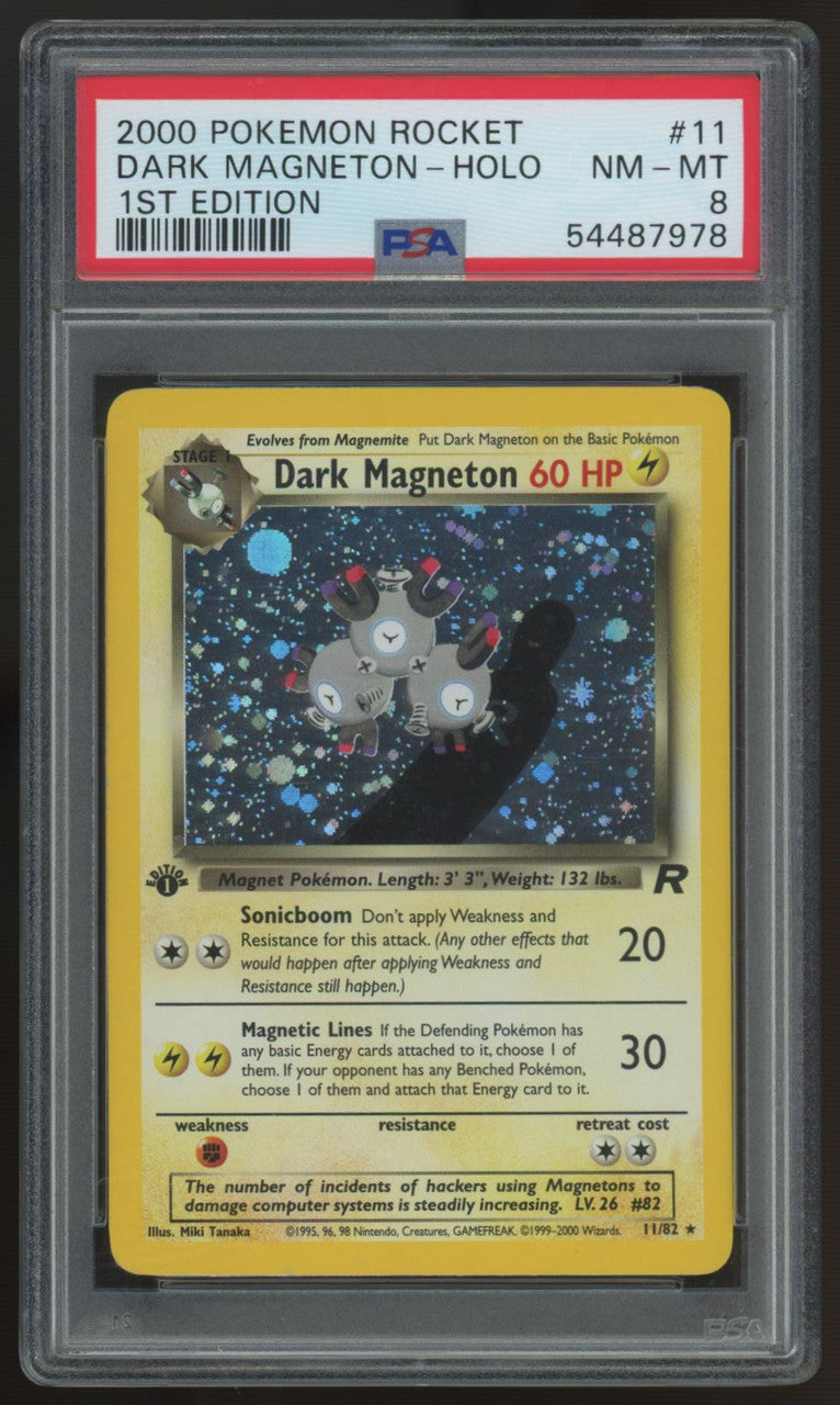 2000 Pokemon Dark Magneton Team Rocket 1st Edition Holo #11 PSA 8