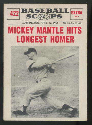 1961 Nu-Card Scoops Mickey Mantle Longest Homer #422 EX