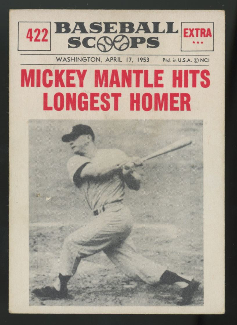 1961 Nu-Card Scoops Mickey Mantle Longest Homer #422 EX
