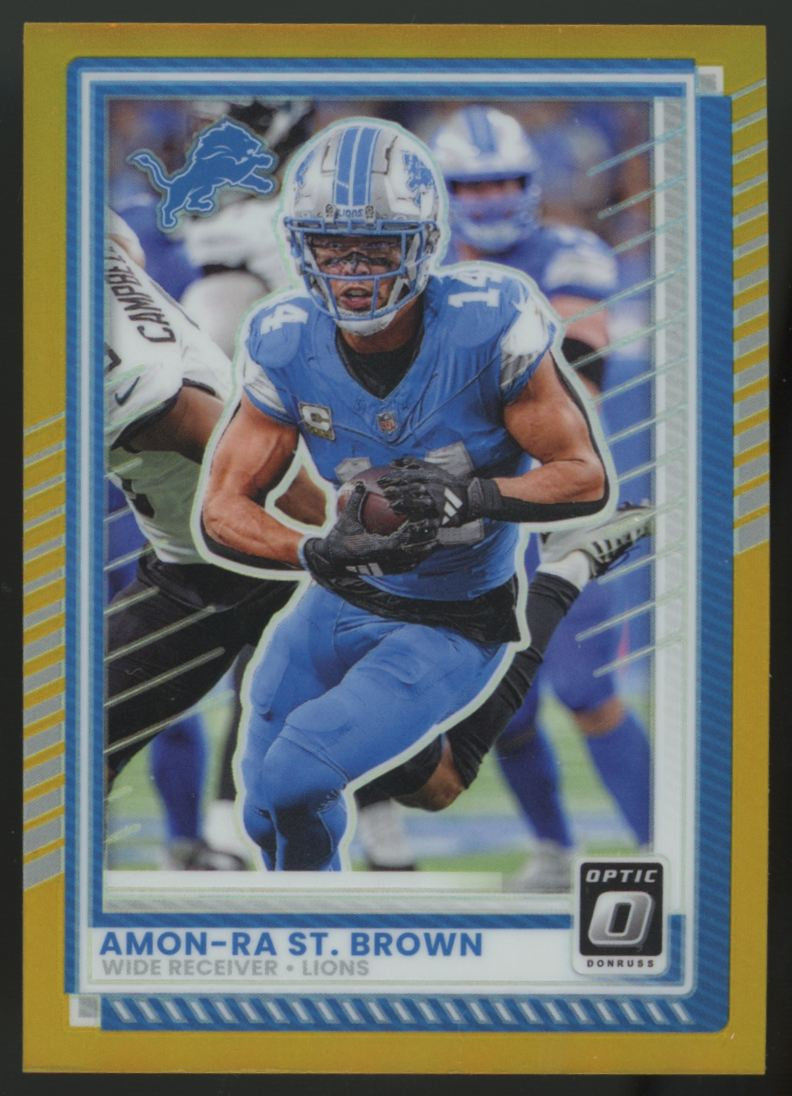 2025 Panini Donruss Optic Amon-Ra St. Brown Gold Prizm /10 #63