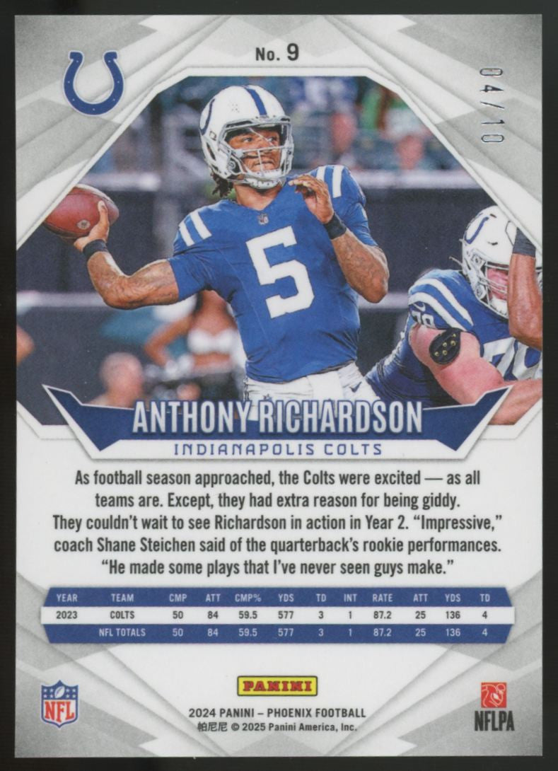 2024 Panini Phoenix Anthony Richardson Gold Hyper /10 #9