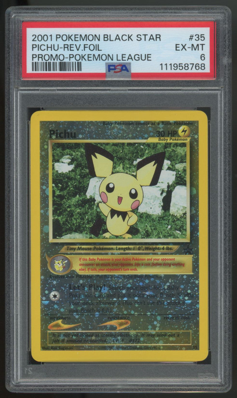 2001 Pokemon Pichu Pokemon League Promo Reverse Holo #35 PSA 6