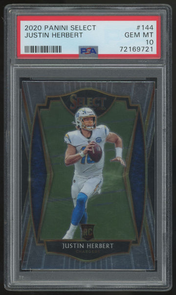 2020 Panini Select Justin Herbert RC Premier Level #144 PSA 10