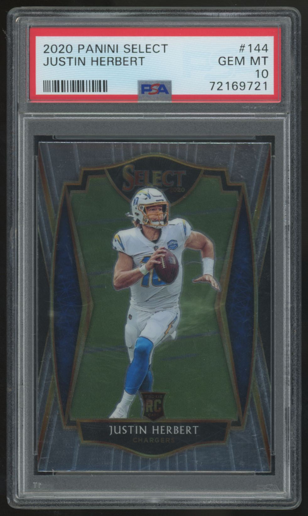 2020 Panini Select Justin Herbert RC Premier Level #144 PSA 10
