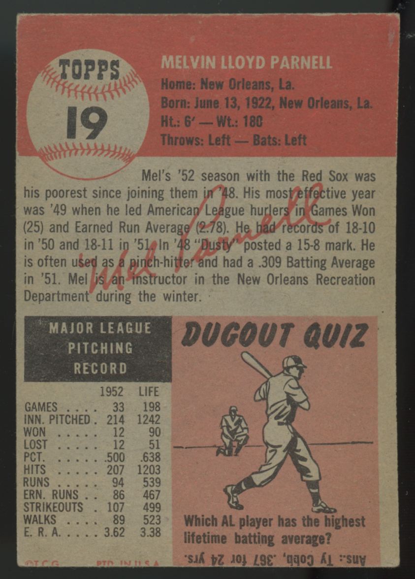 1953 Topps Mel Parnell #19 VG