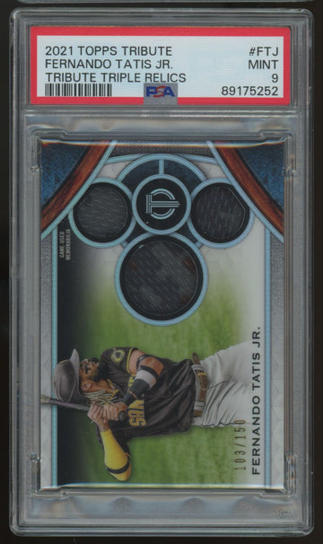 2021 Topps Tribute Fernando Tatis Jr. Triple Relic /150 #TTR-FTJ PSA 9