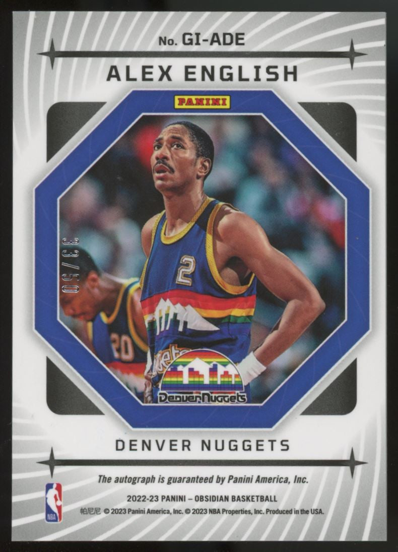 2022-23 Obsidian Alex English Galaxy Auto Orange /50 #GI-ADE