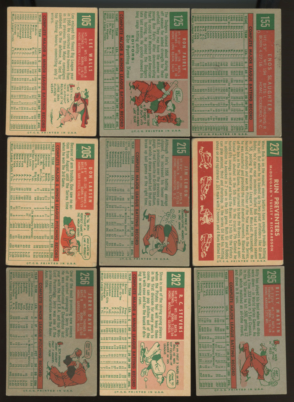 1959 Topps Baseball Near Complete Set (479/572) VG