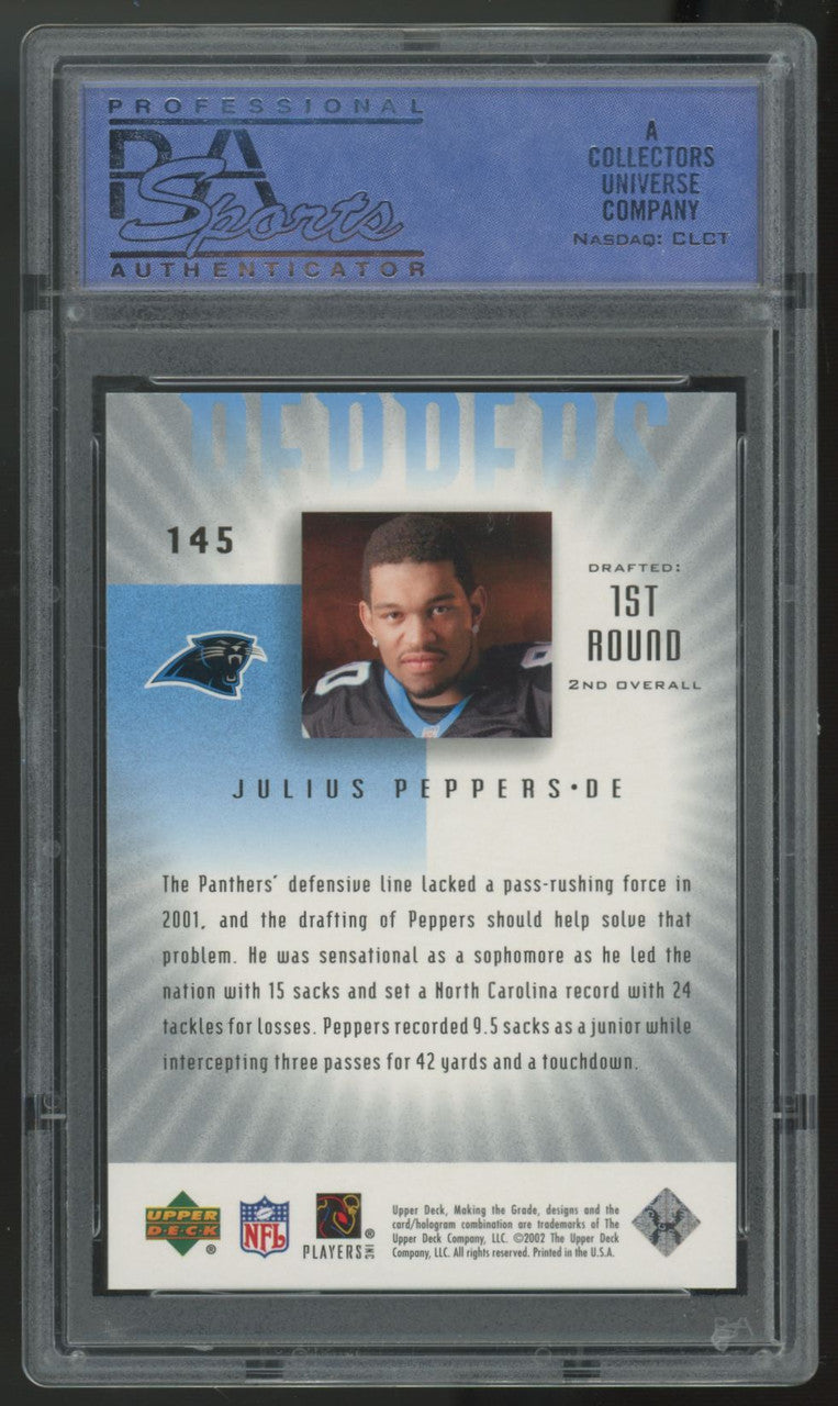 2002 Upper Deck Graded Julius Peppers RC Making The Grade Level 1 /700 PSA 10