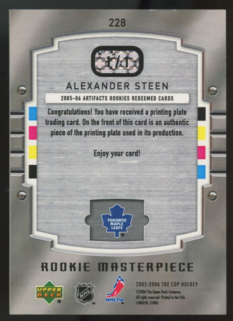 2005-06 UD The Cup Alexander Steen RC Masterpiece Magenta Printing Plate 1/1