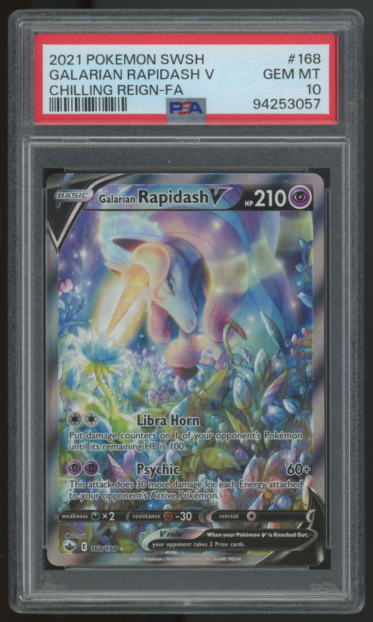 2021 Pokemon Galarian Rapidash V Chilling Reign Alt Art #168 PSA 10