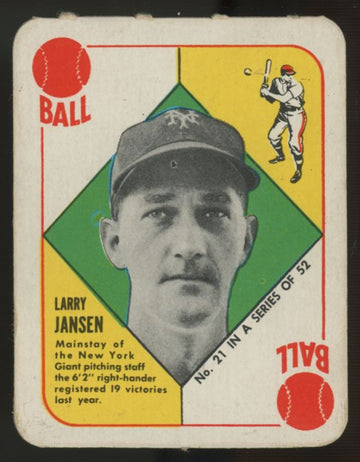 1951 Topps Red Back Larry Jansen #21 VG/EX