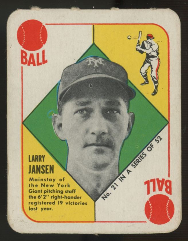 1951 Topps Red Back Larry Jansen #21 VG/EX