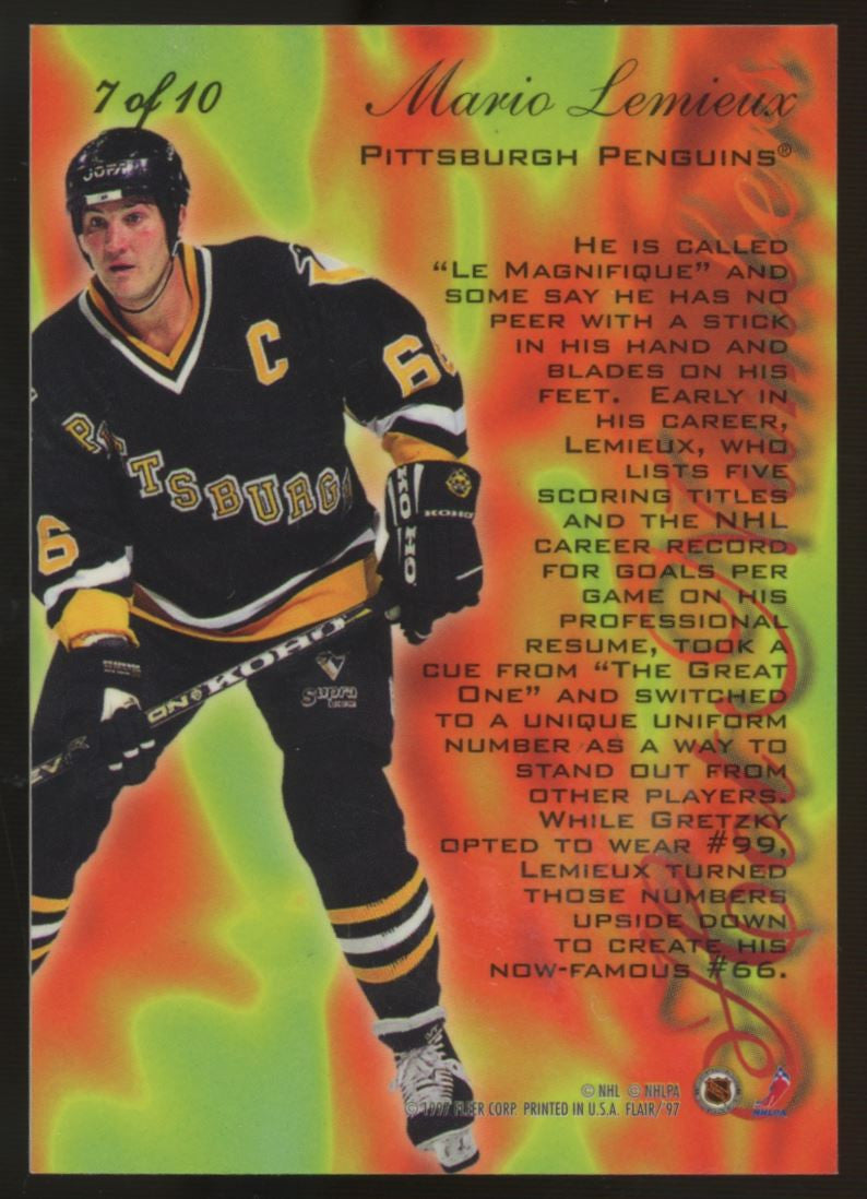 1996-97 Flair Mario Lemieux Hot Numbers #7 "A"