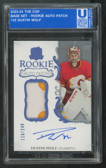 2023-24 Upper Deck The Cup Dustin Wolf RC Patch Auto RPA /249 #132