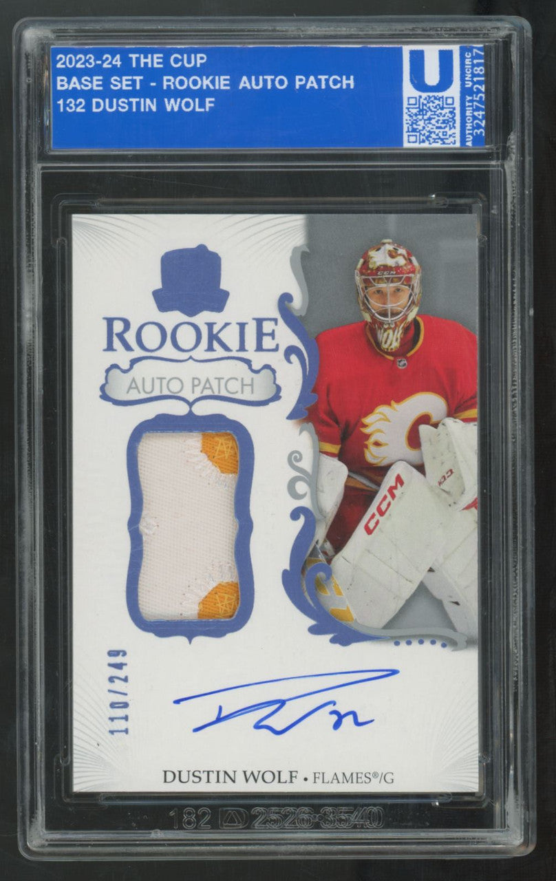 2023-24 Upper Deck The Cup Dustin Wolf RC Patch Auto RPA /249 #132