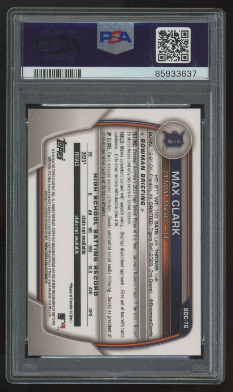 2023 Bowman Draft Max Clark Chrome SP #BDC-76 PSA 9