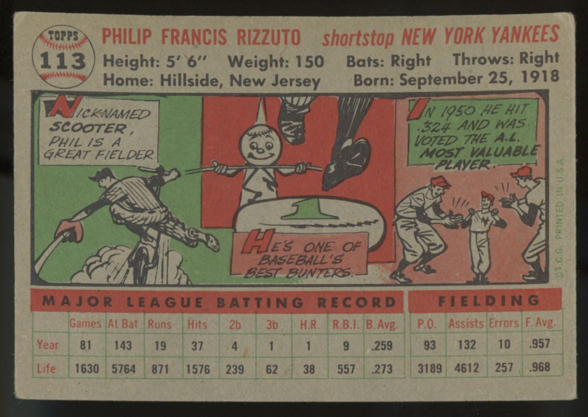 1956 Topps Phil Rizzuto #113 VG (Crease)