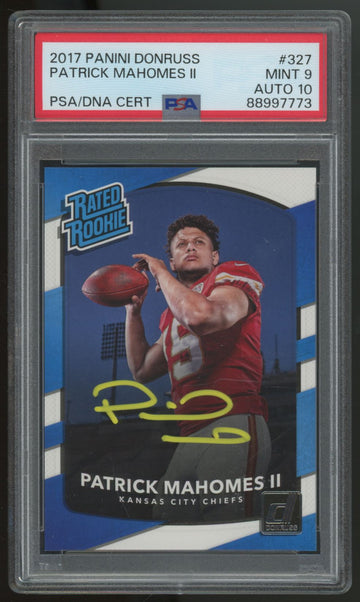 2017 Donruss Patrick Mahomes RC Rated Rookie Auto #327 PSA 9 Auto 10 *7773
