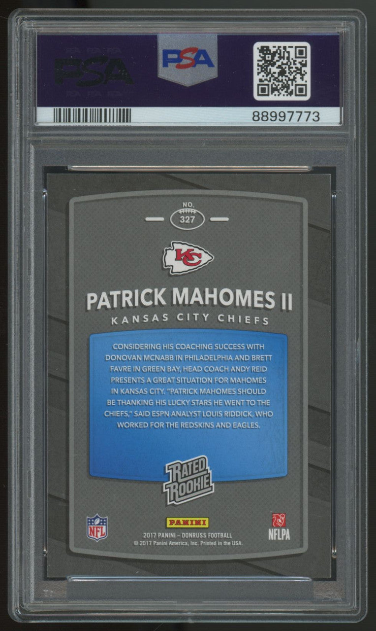 2017 Donruss Patrick Mahomes RC Rated Rookie Auto #327 PSA 9 Auto 10 *7773