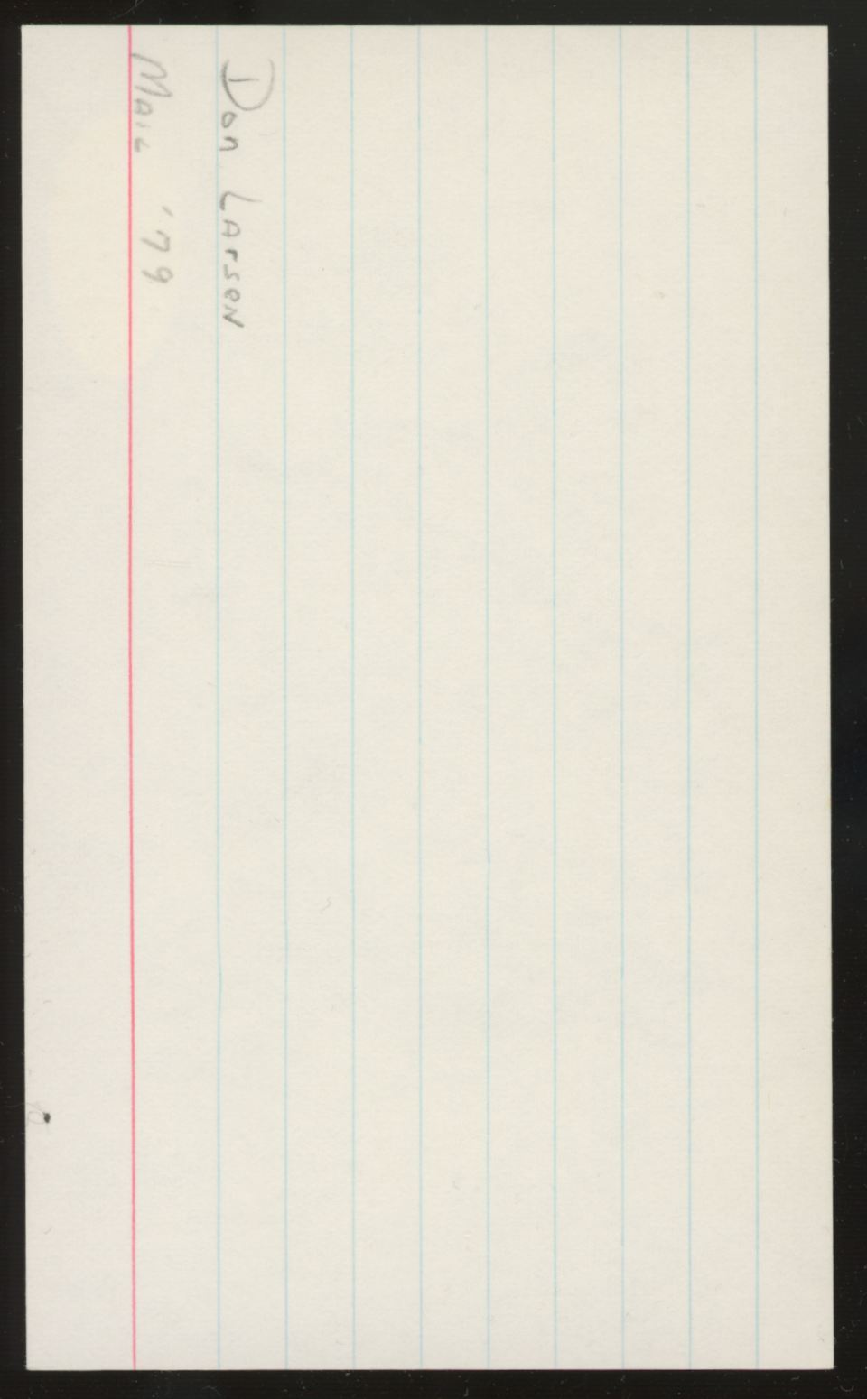Don Larsen Signed Autographed Index Card JSA Authentic