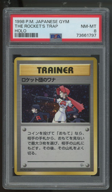1998 Pokemon The Rocket's Trap Japanese Gym Holo PSA 8