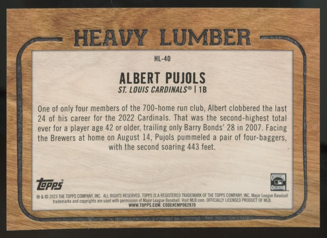 2023 Topps Series One Albert Pujols Heavy Lumber SSP #HL-40