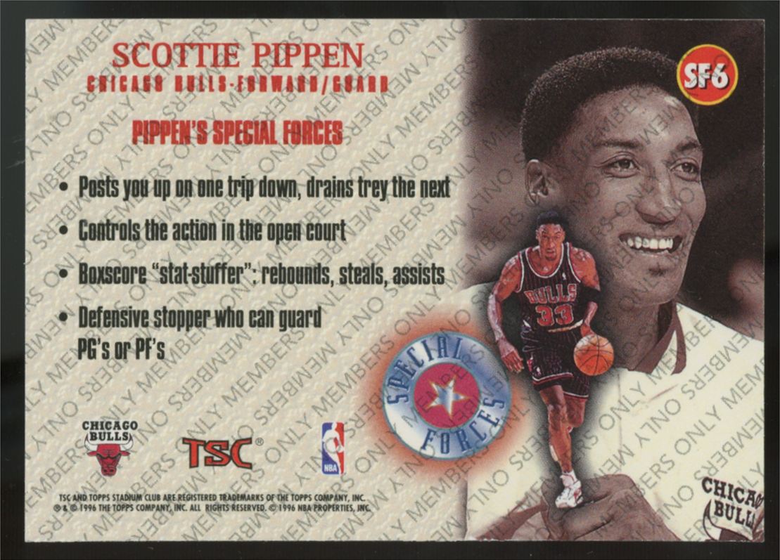 1996-97 Topps Stadium Club Scottie Pippen Special Forces #SF6