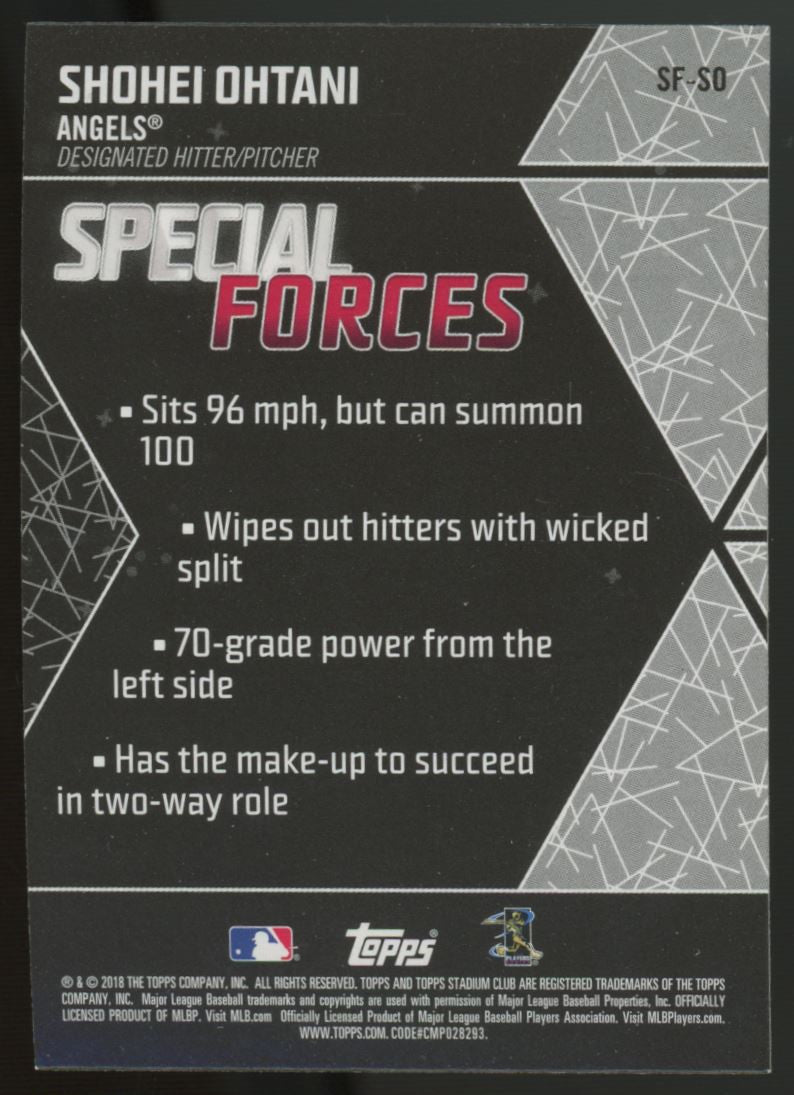 2018 Stadium Club Baseball Special Forces Complete Set (15) Ohtani