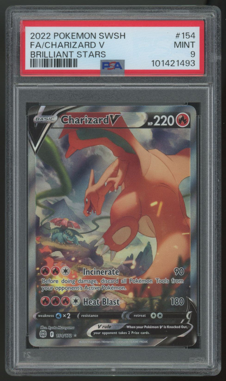 2022 Pokemon Charizard V Brilliant Stars Full Art #154 PSA 9 (B)