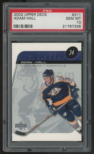 2002-03 Upper Deck Adam Hall RC Young Guns #211 PSA 10