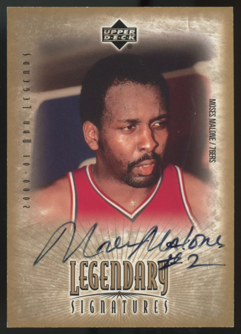 2000-01 Upper Deck NBA Legends Moses Malone Legendary Auto #MM