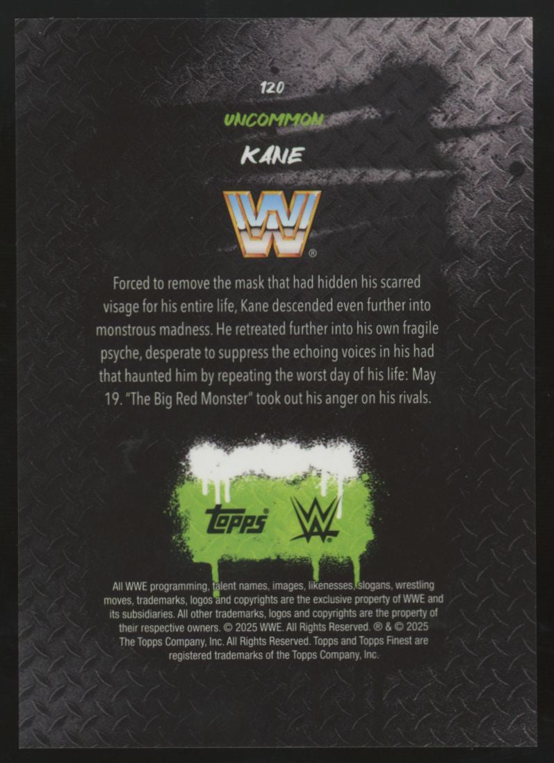 2025 Topps Finest WWE Kane Uncommon Red/Black Vapor Refractor /15 #120