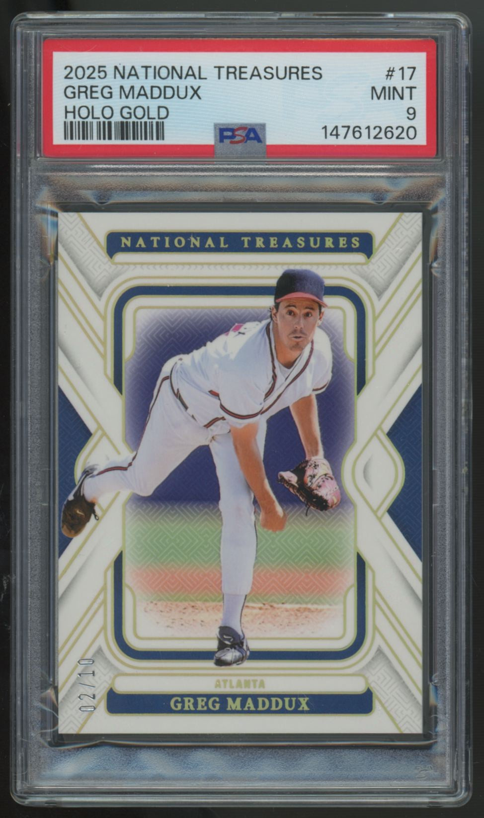2025 Panini  National Treasures Greg Maddux Holo Gold /10 #17 PSA 9