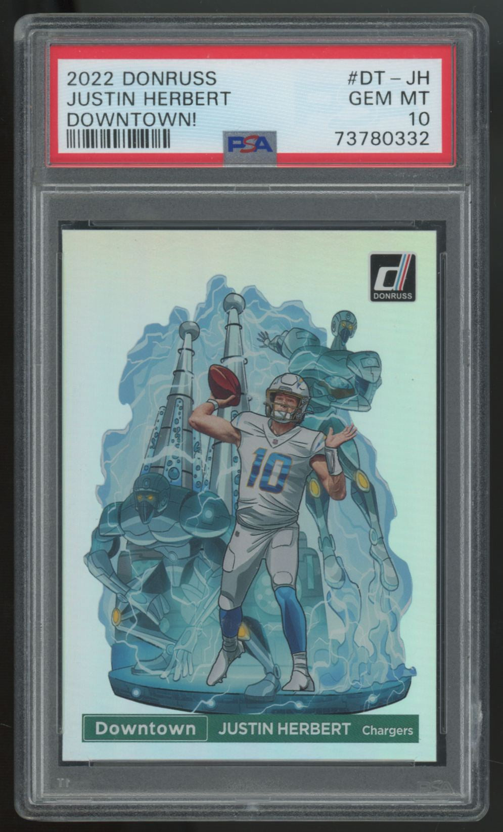 2022 Donruss Justin Herbert Downtown! SSP #DT-JH PSA 10