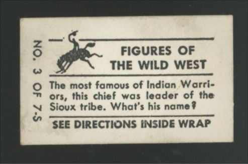 1948 Topps Magic Sitting Bull Figures Of The Wild West #3 VG/EX