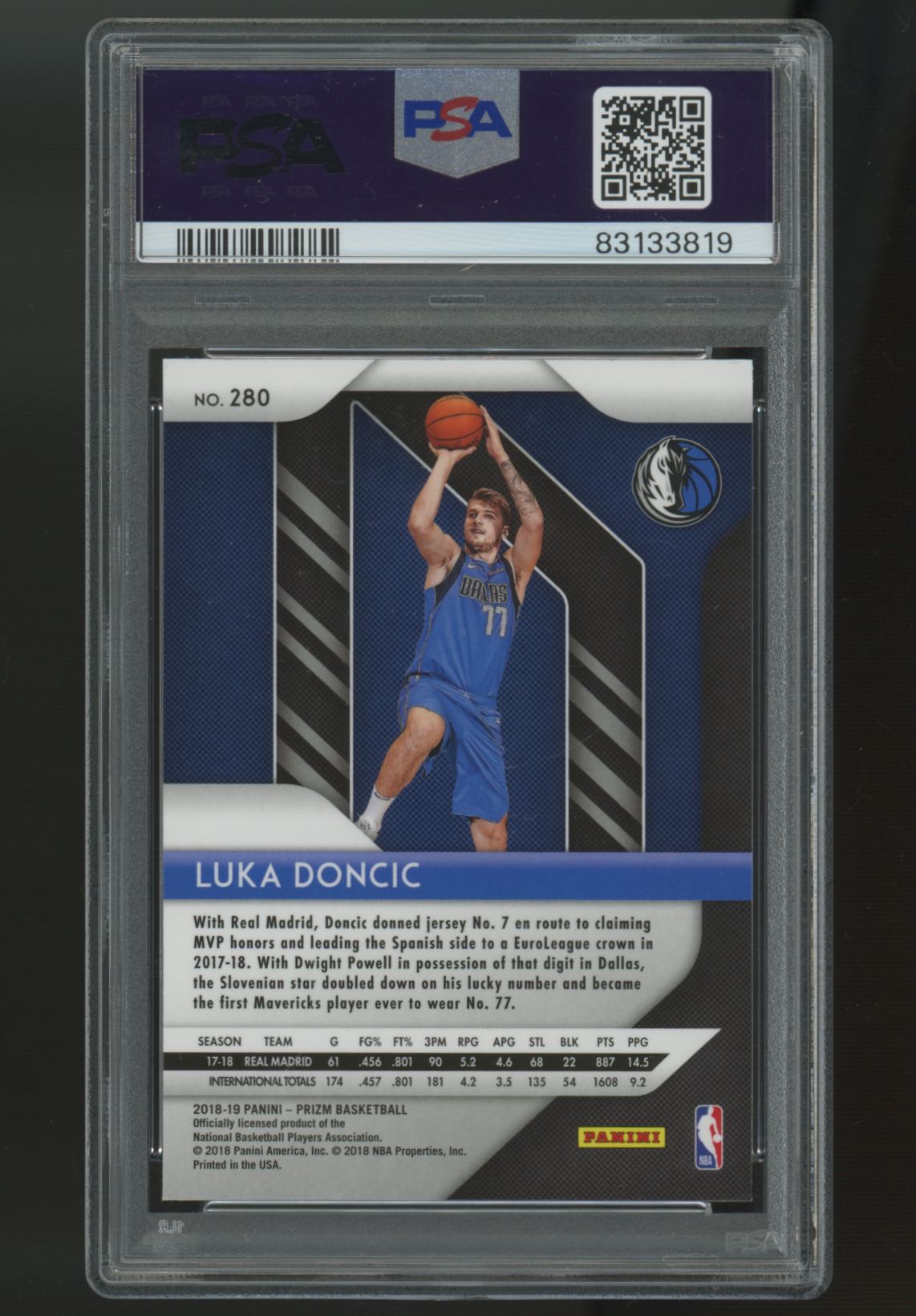 2018/19 Panini Prizm Luka Doncic RC #280 PSA 10