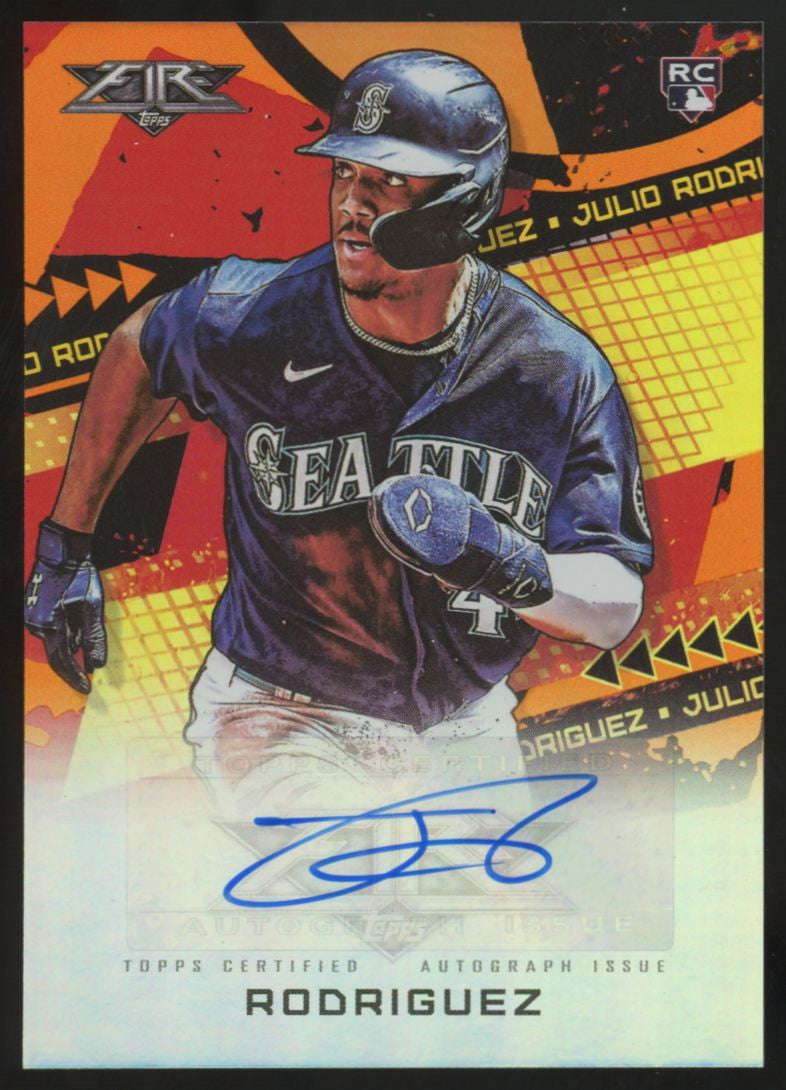 2022 Topps Fire Julio Rodriguez RC Orange Fire Auto /99 #FA-JRD