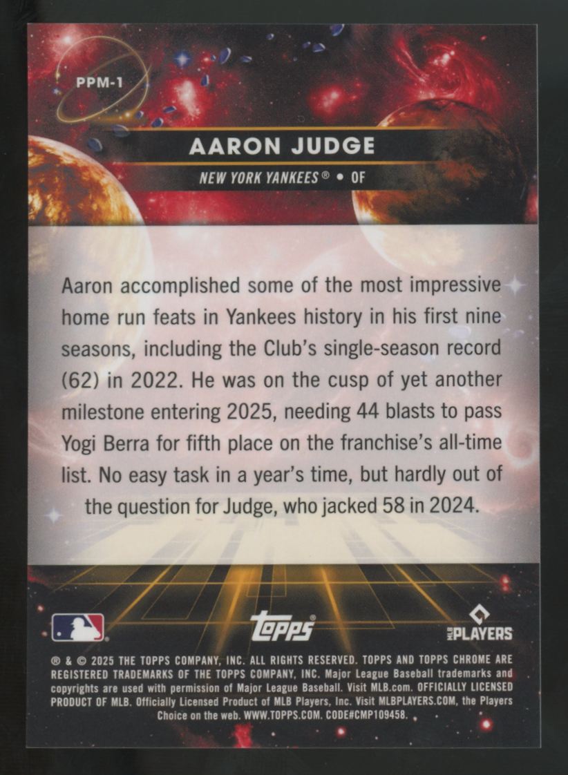 2025 Topps Chrome Cosmic Aaron Judge Planetary Pursuit Mercury SSP #PPM-1