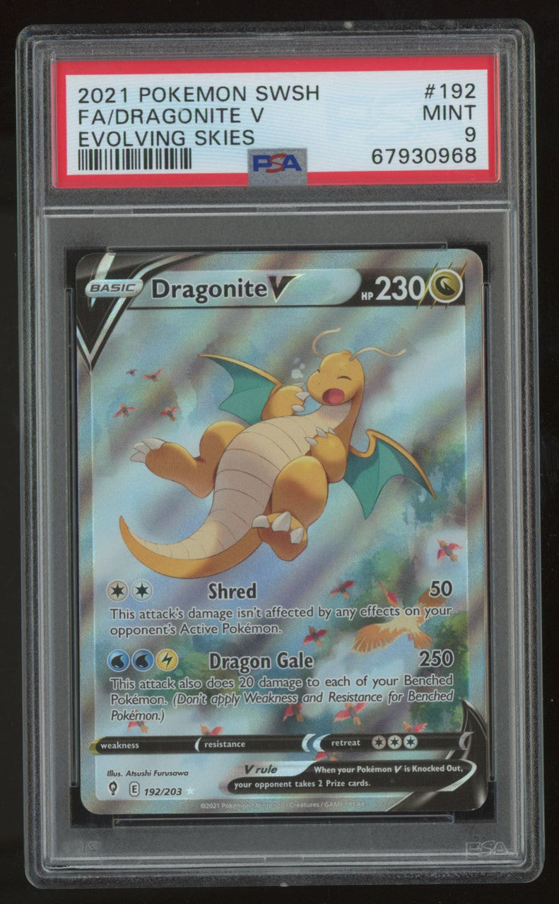 Pokemon Dragonite V Evolving Skies Alt Art #192/203 PSA 9