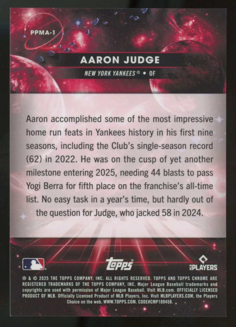 2025 Topps Chrome Cosmic Aaron Judge Planetary Pursuit Mars SSP #PPMA-1 "A"