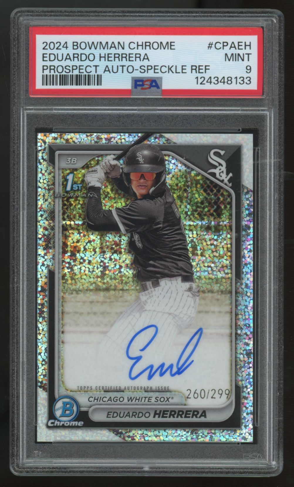 2024 Bowman Chrome Eduardo Herrera 1st Speckle Refractor Auto /299 #CPA-EH PSA 9
